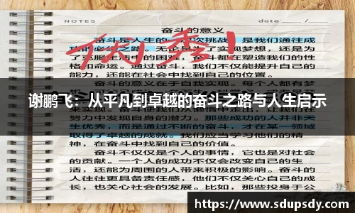 谢鹏飞：从平凡到卓越的奋斗之路与人生启示