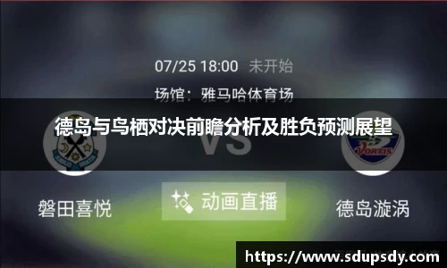 德岛与鸟栖对决前瞻分析及胜负预测展望